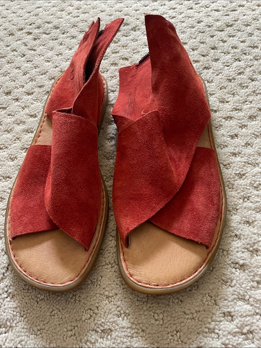Born Red Suede Crossover Open-Toe Sandals